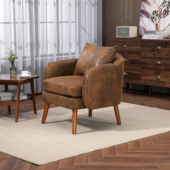 Modern Wood Frame Armchair Modern Accent Chair Lounge Chair for Living Room