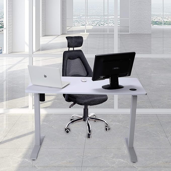 UNICOO Electric Height Adjustable Standing Table Sit Stand Workstation Gaming Desk Motorized Whole-Piece Desk Board 48 * 24 in (KT1001-WW)