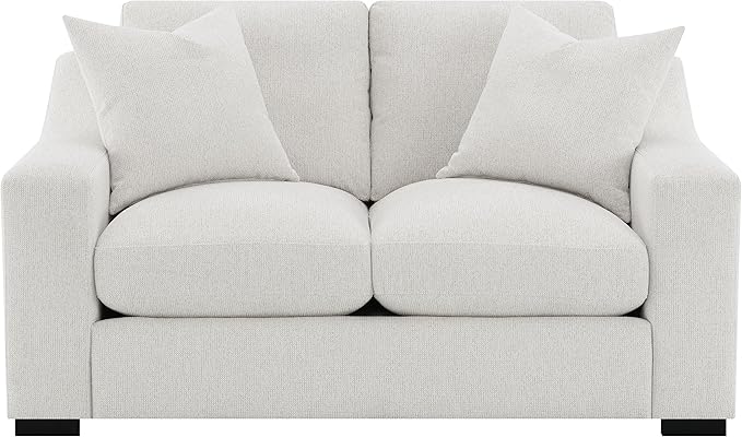 Coaster Home Furnishings - Ashlyn - Wood - Fabric Upholstered Loveseat with Track Arms Reversible Cushions and Cappuccino Block Feet - Living Room - 65-Inch - Sand - 552092