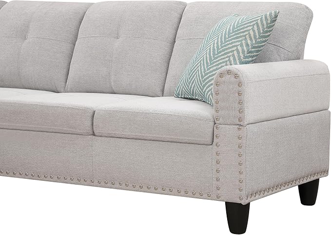 Favfurish L Shape Modular Sectional Sofa with Cup Holders and Storage Ottoman5-Seater Tufting Upholstered Corner Couch for Living RoomApartmentHome Furniture SetsLight Gray Left Chaise98 Inch
