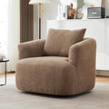 360° Swivel Chair 38.2 Accent Chair Sofa Boucle Fabric Upholstered Swivel Barrel Sofa Chair with a Throw Pillow for Living Room Bedroom Office Hotel (Dark Brown-4.29)