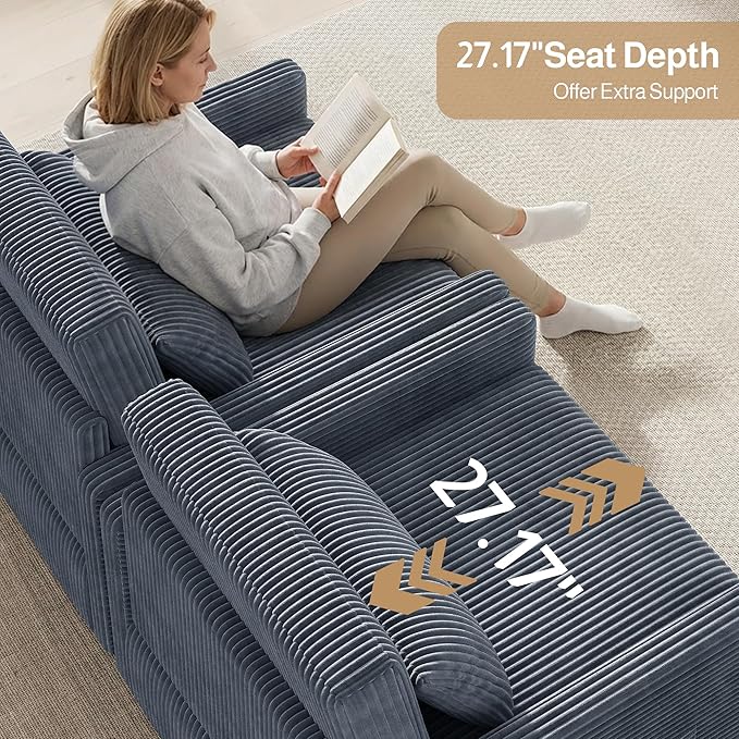 Ahomly 3 in 1 Pull Out Sleeper Chair 75.2 Long Convertible Sofa Bed for Adults Corduroy Armchair Chair Bed &amp Single Sleeper with Pillow for Dorm/Bedroom Dark Grey