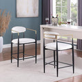 GDFStudio Modern Counter Stools Set of 2Mid Century Upholstered Counter Height Bar Stools with Back Metal Armrests and Legs Countertop Chairs for Kitchen Island 25 H