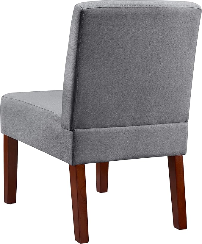 Grey Fabric Accent Chair Set of 2 with Round Wood Table Versatile Side Chair Set for Bedroom Living Room &amp Office