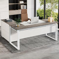 Tribesigns L-Shaped Desk with Drawers 63 Office Desk with File Cabinet Computer Executive Desk with Drawer Cabinet Set (Gray &amp White)