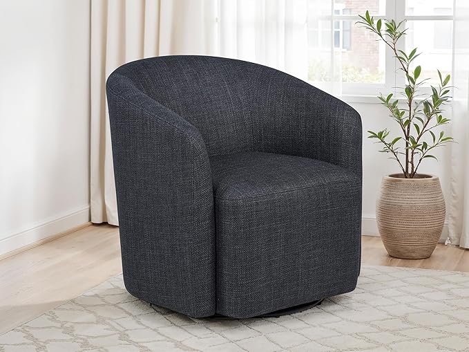 Coaster Home Furnishings - Mossbrook - Wood - Swivel Accent Chair with Barrel Back Foam Cushioning and 360-Degree Rotating Base - Living Room - Anthracite - 903223