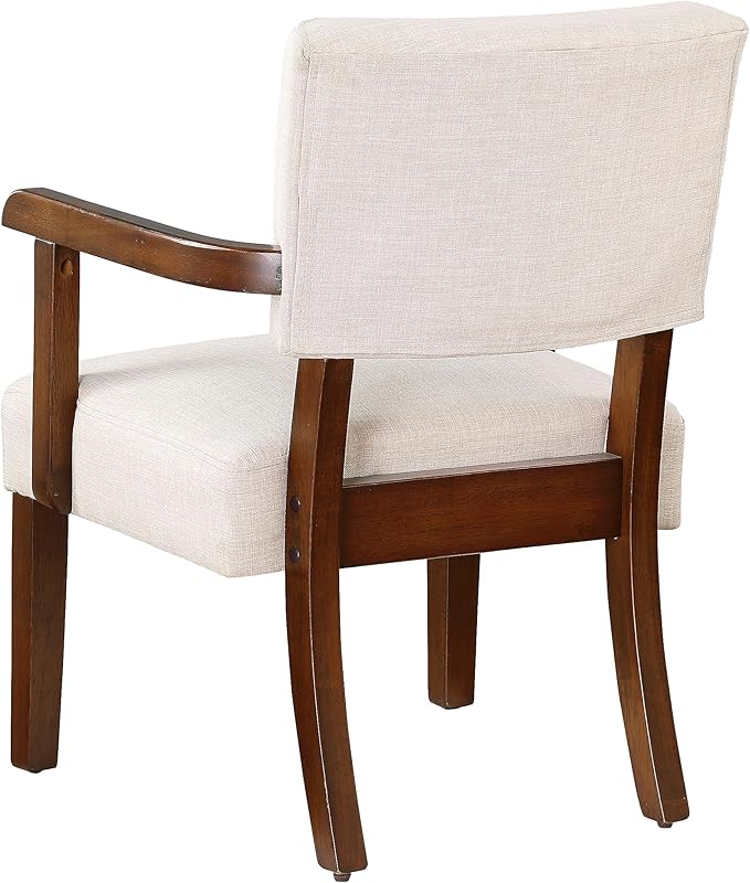 HMFULE 24.25'' Mid Century Accent Chair Set of 2 with Round Wood Table Modern Fabric Arm Chair for Living Room Bedroom Reading Room(Beige)