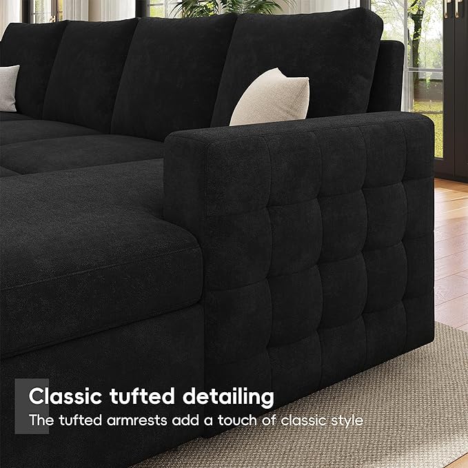 86 Sectional Sleeper Sofa Bed Sleeper Couch with Pull out Bed L Shaped Couch with Storage Modular Sectional Sofa Sectional Couches for Living Room&ampApartment Convertible Sofas Black Couches
