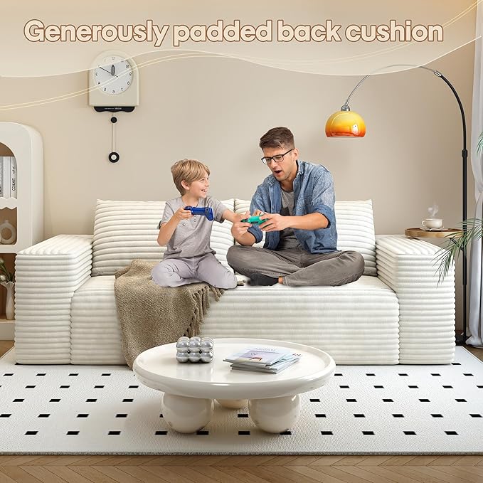Modern Loveseat SofaModular Couch with Deep Seat Memory FoamComfy Small Cloud Couch for Small SpacesNo Assembly Required Sofa for Living RoomEfficient HomeBedroomOffice Apartment（63inchWhite）