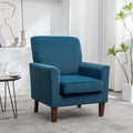 Contemporary Accent Arm Chair with Birch Wood Frame and Velvet Upholstery Armchair for Office and Living Room Decor Removable Cushions Greenish Blue