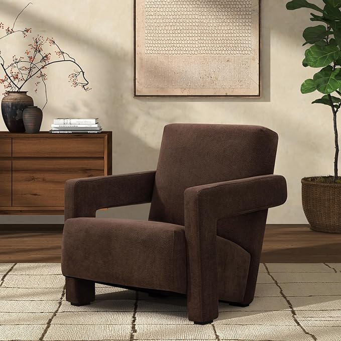 SAFAVIEH Couture Collection Taylor Modern Dark Brown Boucle Accent Chair (Fully Assembled)