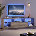 TV Stand for 60/65/70 Inch TVs Modern Curved TV Console with LED Lights 2 Drawers &amp Glass Shelves Living Room Entertainment Center