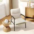 Art Leon Accent Chair- Mid Century Modern Accent Chairs Upholstered Fabric Reading Bedroom Chair Side Sitting Chair with Metal Frame Armchairs for Living Room Bedroom Guest Room Beige