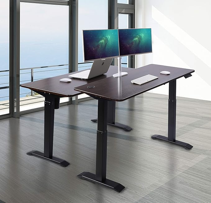 UNICOO Electric Height Adjustable Standing Desk Electric Standing Workstation Sit Stand Table Home Office Compter DeskGaming Table Whole-Piece Desktop 48 * 24 in (KT1001-MB)