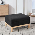 Wood Base Accent Arm Chair with Ottoman and Bolster PillowsStorage Footstool with Reversible Lid Coffee Table for Living Room Office (33.86W Black Foot Stool+Natural Base)