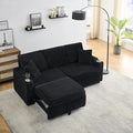 KEIKI 80 Pull Out Folding Sofa 2 in 1 Foldable Couch with Hidden Lying Function Cup Holder Corduroy Loveseat Sofabed for Apartment Living Room Office Black