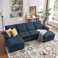 110 Comfy Cloud Couch Sectional Sofa with Lumbar Pillows Modern U-Shaped Cloud Sofa with Double Chaise &amp Deep Seat for Living Room or Office Easy Assembly Dark Blue