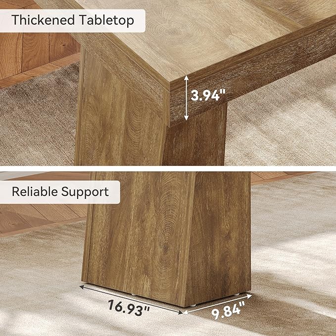 1Easylife 55 Inches Long Computer Desk Large Wooden Home Office Desk with Heavy Duty Pedestal Modern Simple Style Study Writing Table Oak