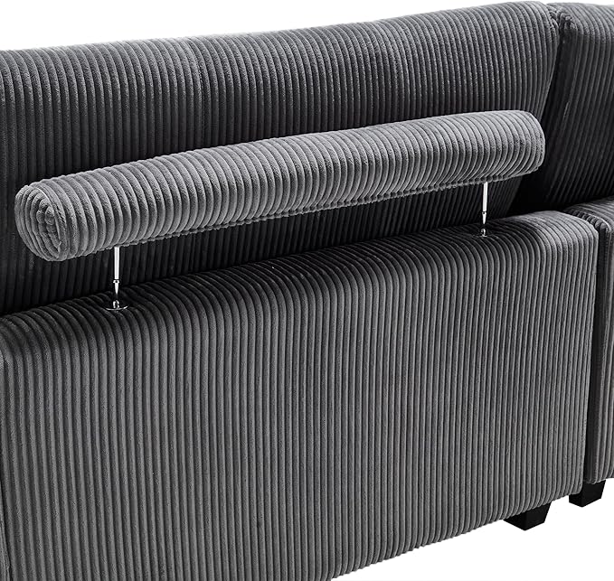 Oversized Lounge Chaise Convertible Sleeper Sofabed Corduroy Sleeper Daybed Indoor Recliner Chair Sofa Bed with Cupholders and Adjustable Headrests for Living Room Bedroom Reading Home Apartment