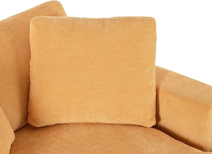 Christopher Knight Home Larrz Oversized Chaise Lounge Chair Indoor Cozy Upholstered Sleeper Sofa Couch Durable Wood Frame Deep Seat Reading Chair with 2 Throw Pillows and Armrests Yellow