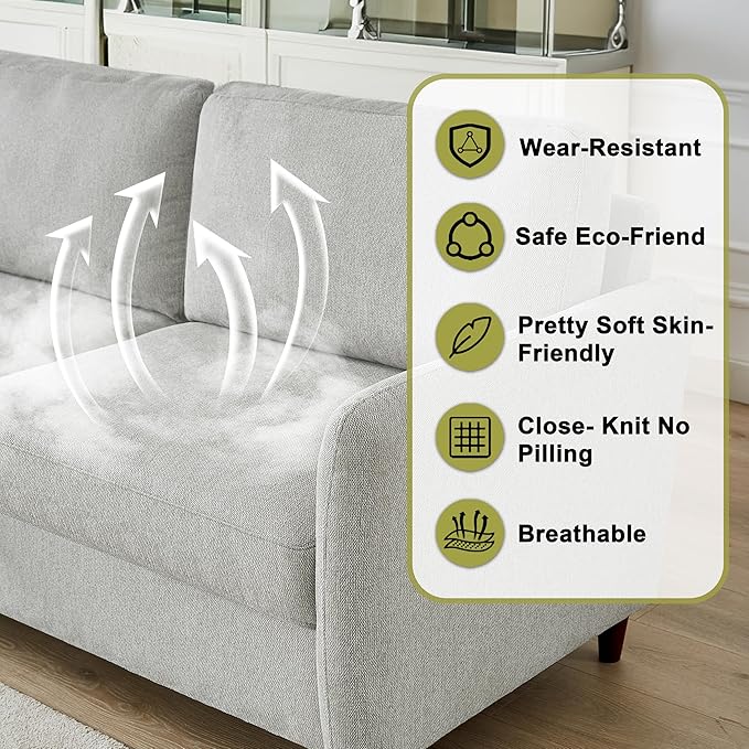 Loveseat Sofa56 Love Seat with Storage SpaceModern Small Couches for Small SpacesCozy Couch and Loveseat Sets for Living Room2 Seater Couch for Bedroom(Light Gray 56.5''-2seat)