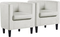 Yaheetech Velvet Accent Chair Modern and Comfortable Armchairs Upholstered Barrel Sofa Chair for Living Room Bedroom Waiting Room Beige 2pcs