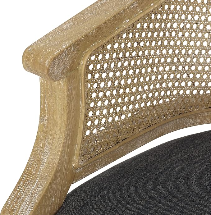 Merax French Country Accent Chair with Curved Back Farmhouse Rubber Wood Armchair for Living Home/Dining Room/Balcony/Patio Charcoal
