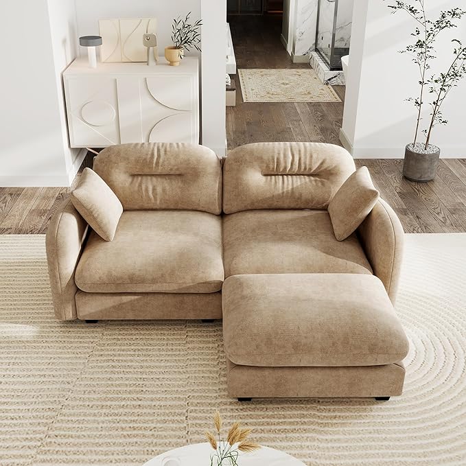 74'' Chenille Couch L-Shaped Sectional Sofa Ultra-Soft Comfort Memory Foam Cloud Couch with Pillows Sectional Couches for Living Room
