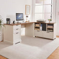 60L-Shaped Executive Desk with 40Adjustable File CabinetFarmhouse Home Office Desk with Charging StationOffice Desk with Storage DrawersWood Computer Desk Set for Office WorkHome Study