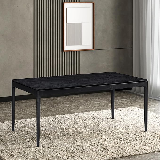 NTC Mingle 71 Inch Modern Design Rectangular Dinner Table for Dining Room Living Room Furniture Effortless Assembly Burnt Black