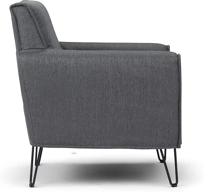 SIMPLIHOME Warren 28 inch Wide Mid Century Modern Accent Chair in Slate Grey Woven Fabric for the living and family room