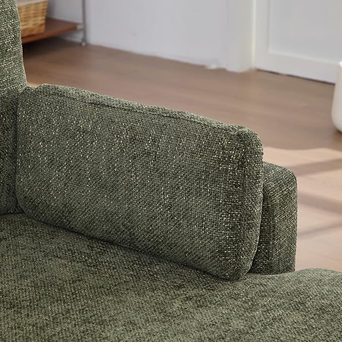 KEIKI 60 Chaise Lounge Chair Indoor Modern Deep Seat Sofa Bed Corduroy Couch with Cushions Single Sleeper Chair for Living Room Bedroom Apartments Green (Right Side)