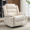 Rocker Recliner Chair with Heat and Massage 360° Swivel Nursery Rocking Chairs for Adults Oversized Recliner Single Sofa Seat with Cup Holders Lazy Boy Recliner Single Sofa (Manual Beige)