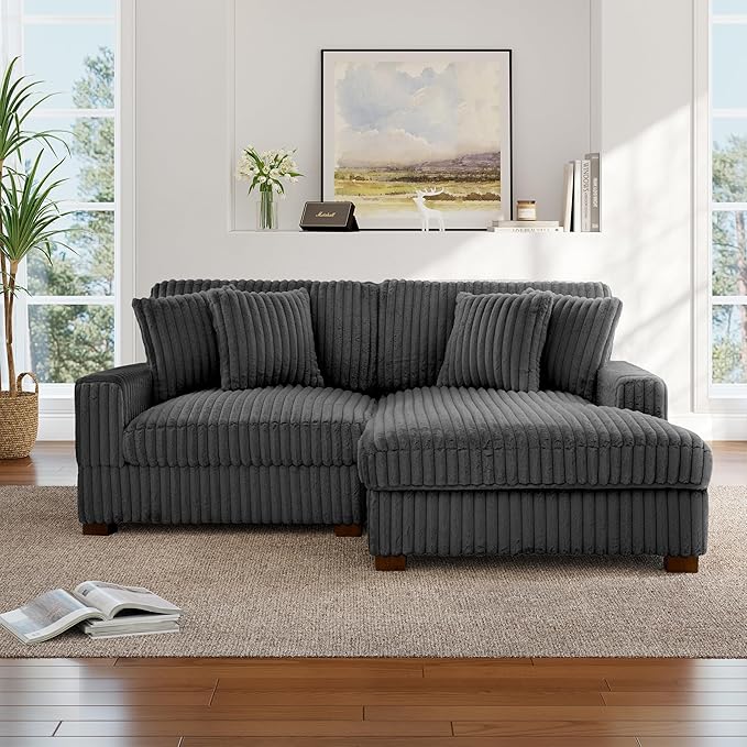 Cloud Sectional Couch with L-Shape Chaise Modern Modular Sofa with Deep Seat Upholstered Couches for Living Room Bedroom Grey
