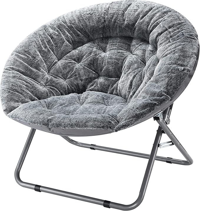 Urban Lifestyle Faux Fur Saucer Chair 36.2D x 36.2W x 31.9H in Grey