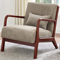 Midcentury Modern ChairWooden Accent Chair with PillowCorduroy Arm Chair for Living RoomBedroomSmall Rooms (Camel)