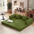 79 Folding Convertible Sofa Bed Boneless Couch for Living Room with Pull Out Bed ‌Convertible Sleeper Sofa Bed with Pillows - Corduroy Upholstered Modular Futon Couch for Bedroom Lounge (Green)