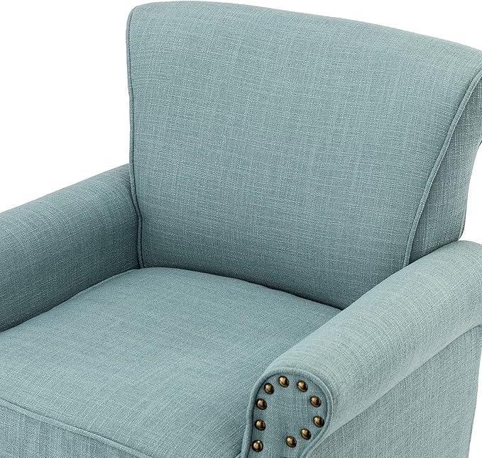 Modern Upholstered Accent Chair with Wood Legs Wingback Armchair with Removable Cushion Comfy Nailhead Trim Lounge Chair Single Sofa Reading Chairs for Living Room Bedroom