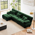 Modular Sectional Sofa 3 Seater Cloud Couch with Ottoman L Shaped Deep Seat Sofas Sectional Couch for Living Room Comfy Chenille Modular Sofa Set with Throw Pillows Modern Sleeper Couchs Green