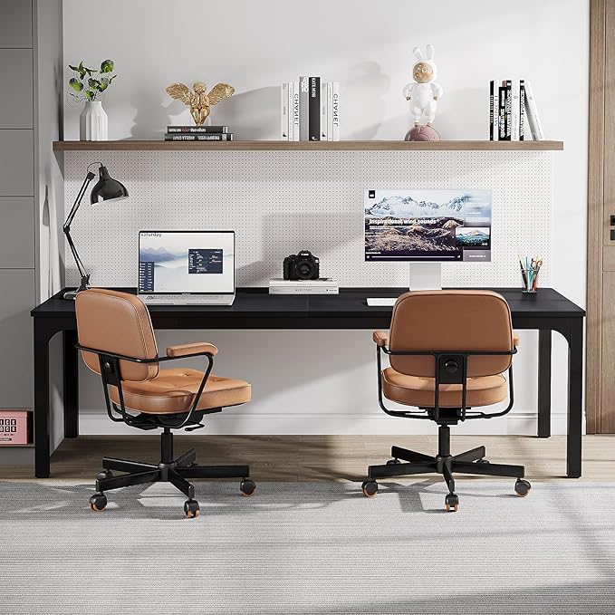 Tribesigns 2-Person Home Office Desk 78.7 Extra Long Computer Desk Double Workstation for Home Office Work Desk for Two People (Black)