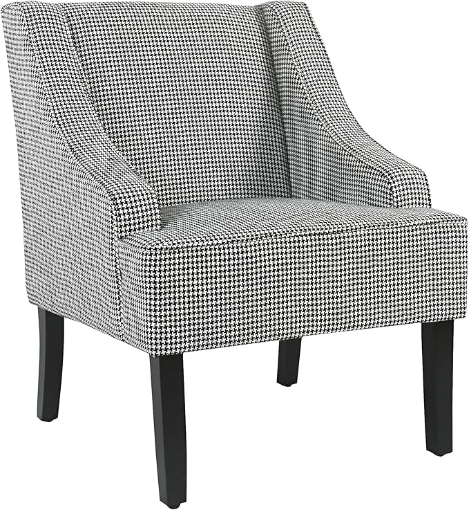 Homepop Home Decor | Upholstered Classic Swoop Arm Accent Chair | Accent Chairs for Living Room &amp Bedroom | Decorative Home Furniture Black and White