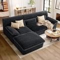 Pamapic 3-Seat L-Shaped Modular Sectional SofaBoneless Cloud Couch with Double-Layer Deep Seat Comfy Corduroy Fabric 72h ReboundGrey