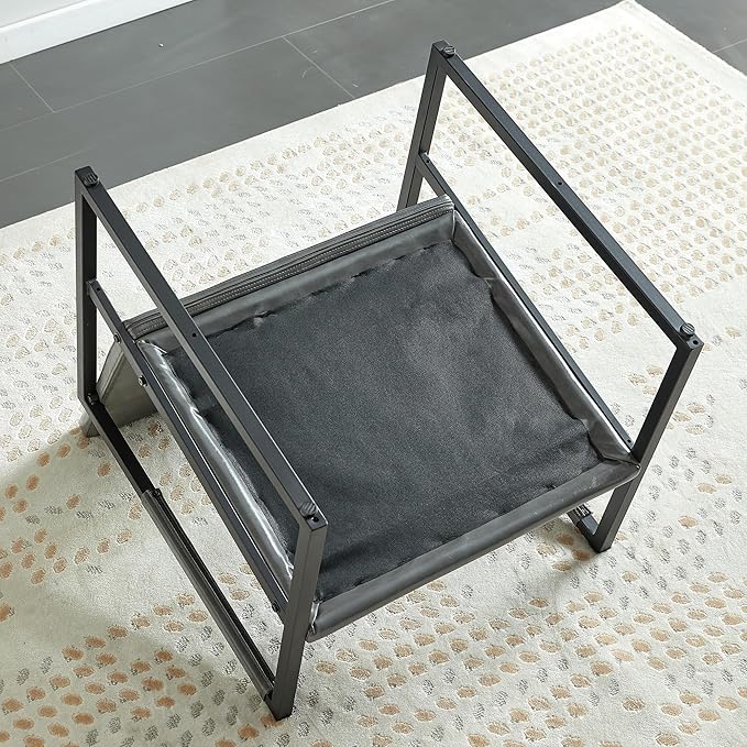 Light Grey PU Leather Leisure Black Metal Frame Recliner Chair for Living Room and Bedroom Furniture