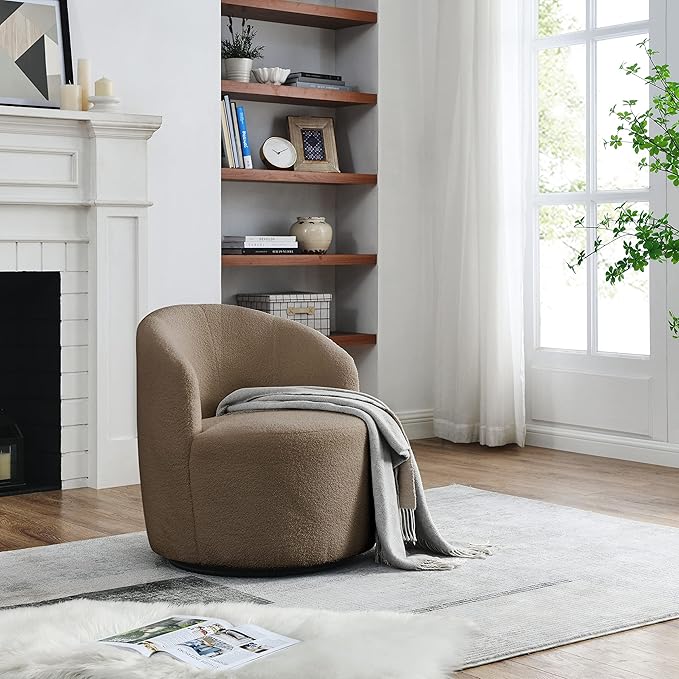 Swivel Barrel Chair Living Room Swivel Chair with Round Storage Chair 360 ° Swivel Club Chair Nursery Bedroom Office Hotel with upholstered Modern Armchair Fabric