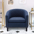 Barrel Chairs with Soft Padded Armrest Club Chairs with Nailheads and Solid Wood Legs for Living Room Bedroom Waiting Room (Linen)