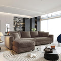 Ball &amp Cast 102.4 Plush Corduroy 4 Seater Sofa with Movable OttomanDeep Seat L Shaped Cloud Couches with Soft PillowsComfy Convertible Sectional Couch Lounge Chair for Living RoomOfficeCamel