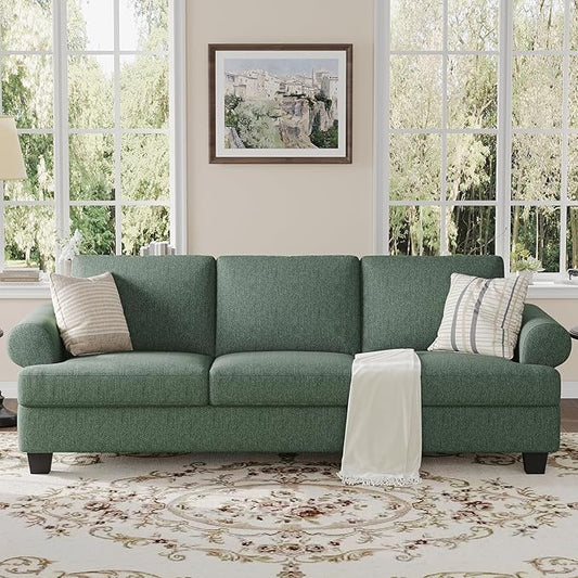 91 Inch Lawson Sofa with Extra Deep Seats Oversize Mid-Century 3-Seat Sofa Couch for Living Room Apartment Lounge Green