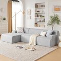 107” Modular Sectional Sofa Boneless Couch Modern Sofa for Living Room High Density Sponges Cloud Couch Sectional L-Shape Couches for Living Room LightGrey