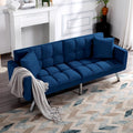 74 Futon Sofa BedConvertible Sleeper Couch with Adjustable Backrest and Pillows Comfy Velvet Cloud Sofa LoveseatModern Loveseat for Living Room and Bedroom（Navy Blue）