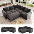 83.5 Sectional Sleeper Sofa with Pull Out Couch Modern 5 Seat L Shaped Modular Couch Sectionals Modular Sofa with Storage Comfy Sectional Couches for Living Room &amp Apartment Dark Gray